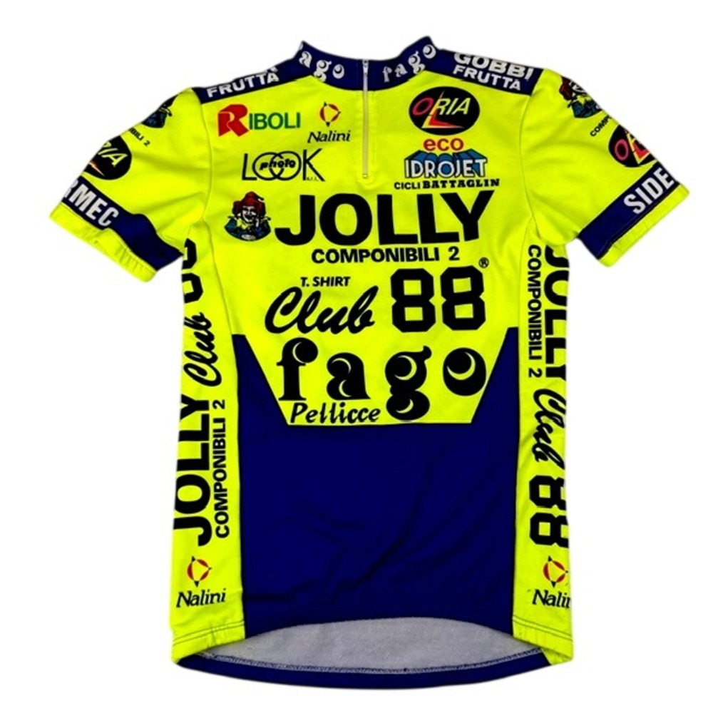 Vintage Nalini Jolly‎ Componibili 2 Cycling Jersey Neon Yellow Blue Mens Small